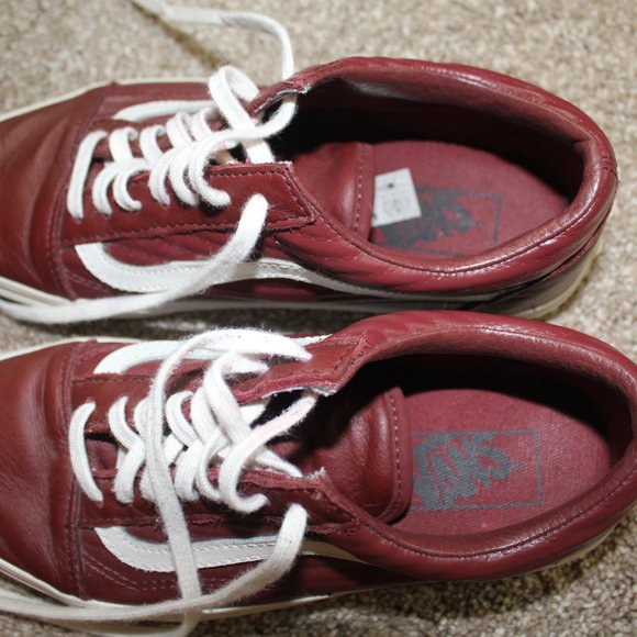 Vans Old Skool Moto Leather Maroon Skate Sneakers Shoe Size Womens 7 Mens 5.5 - Picture 12 of 12